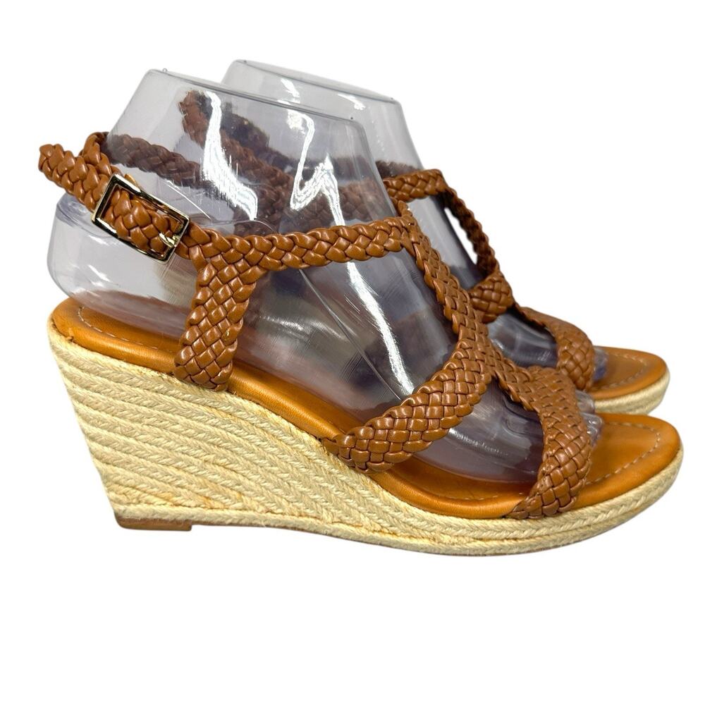 Kate Spade Fay Espadrille Wedges Sandals Womens 8 Brown Braided Festival